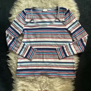 Anthro Postmark striped knit long sleeve top M